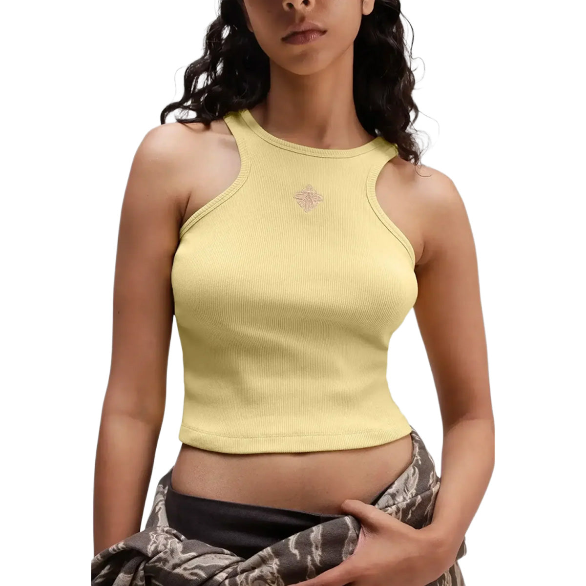 Alpha Cross Ribbed Tank Top in Butter Yellow