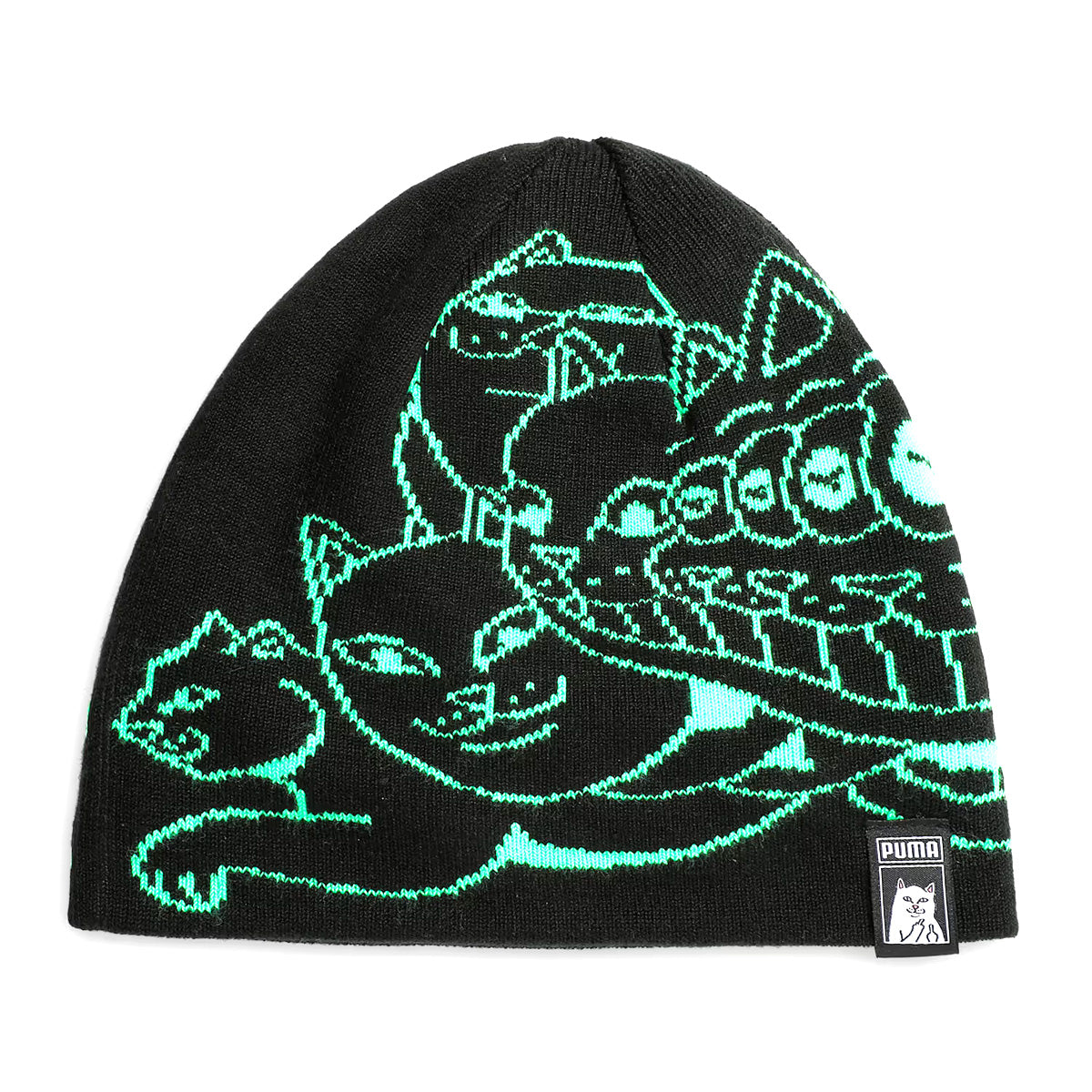 '+ RIPNDIP BEANIE 'Black/Fluro Green'