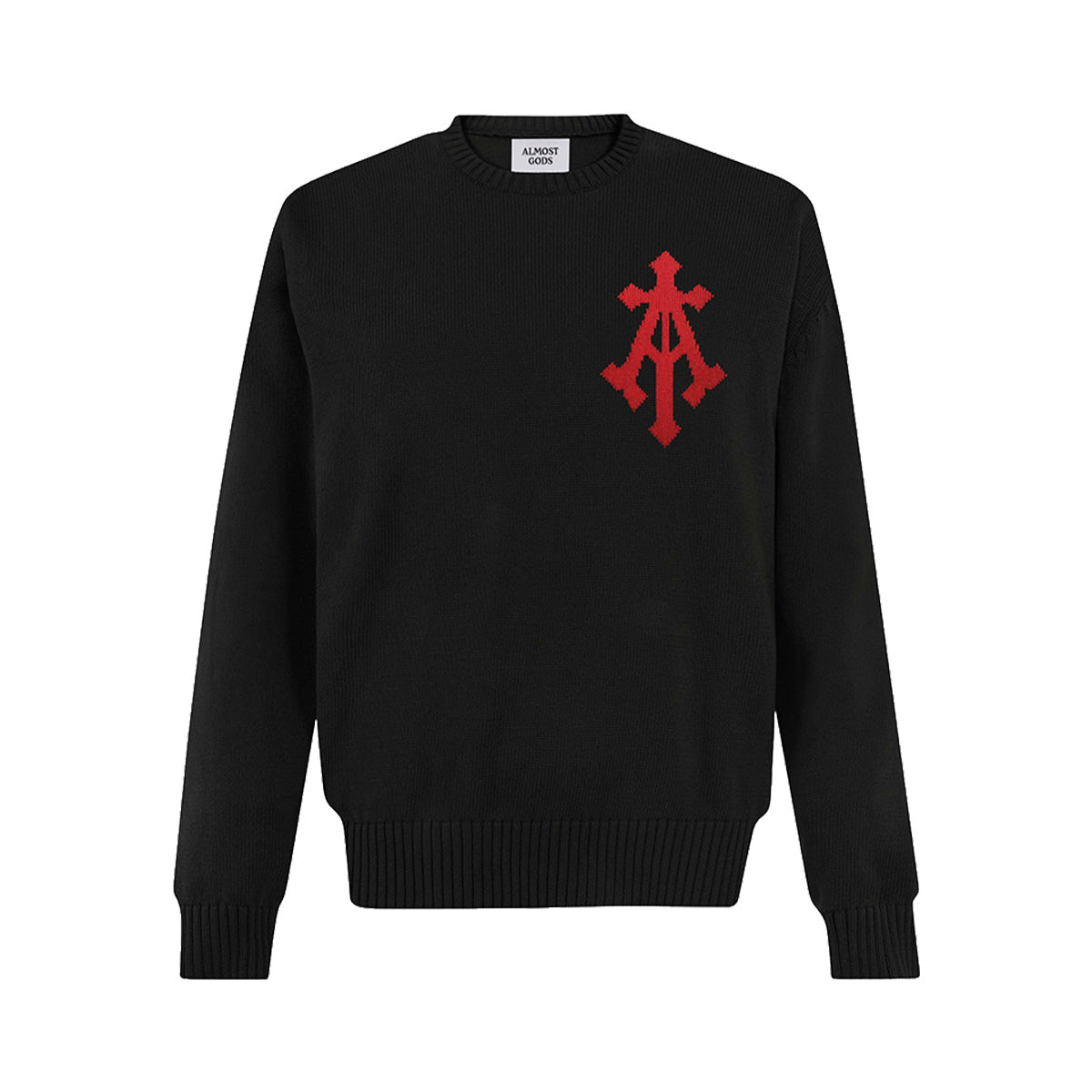 Alpha Cross Knit Sweater In Black