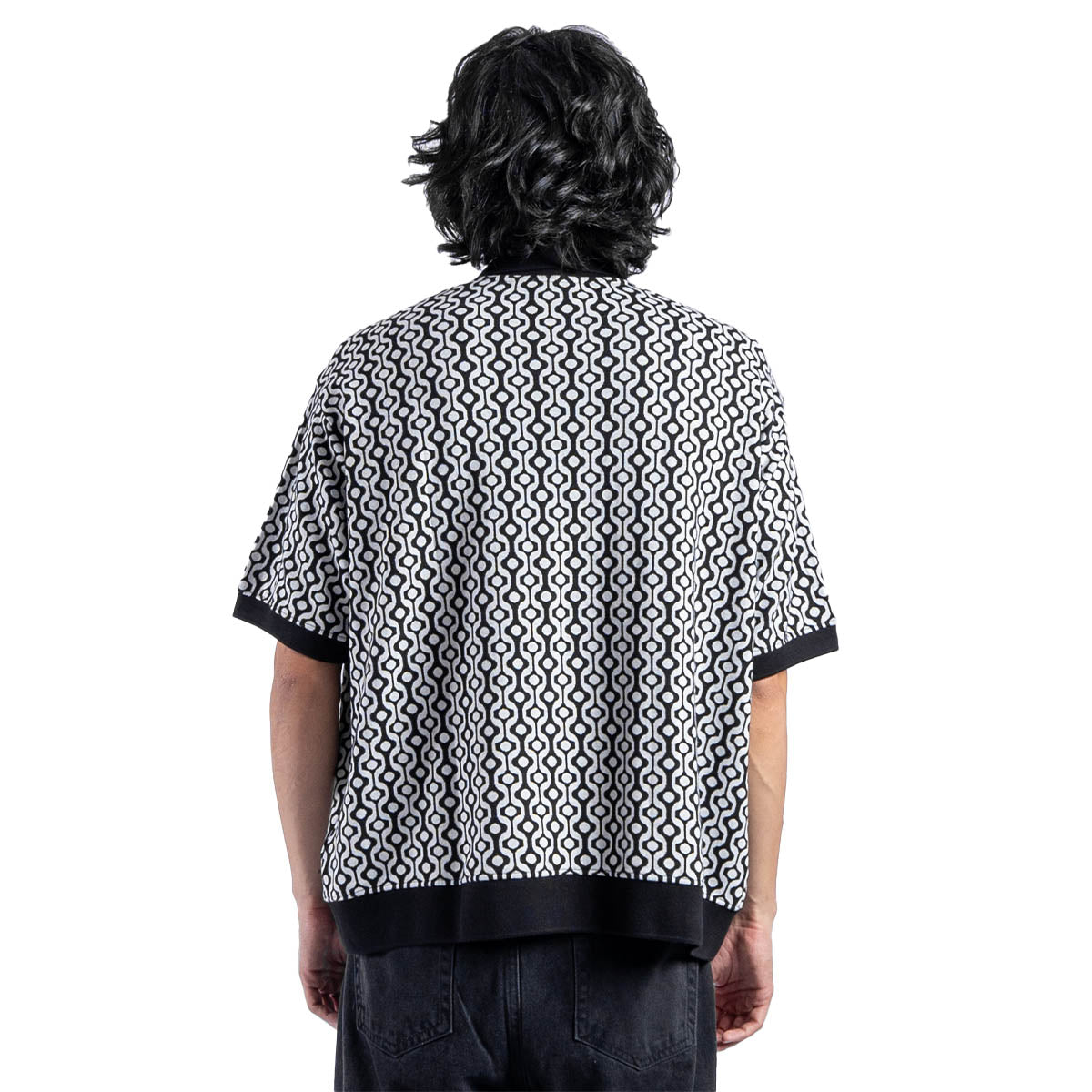 Testament Button Front Polo Ss Bkm