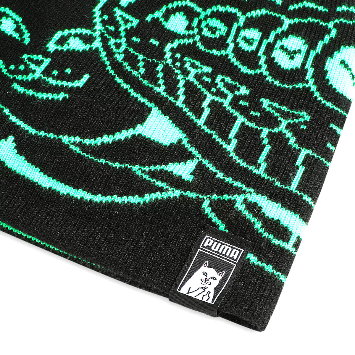 '+ RIPNDIP BEANIE 'Black/Fluro Green'