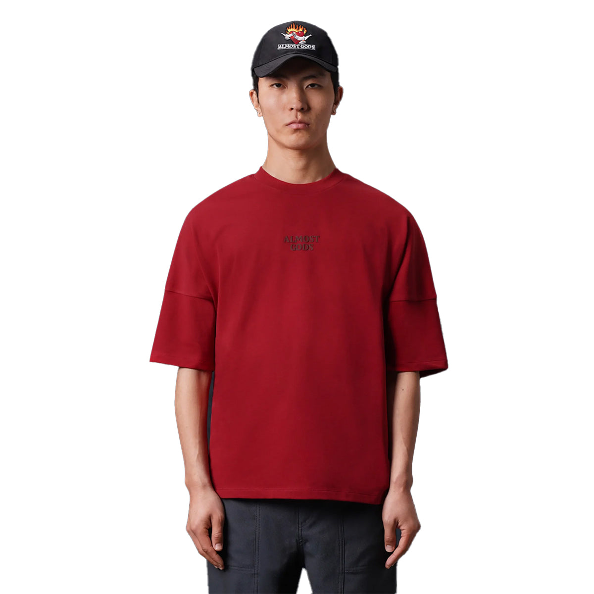 ALMOST GODS LOGO TEE IN RED