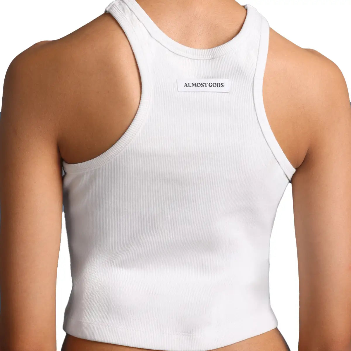 Alpha Cross Ribbed Tank In White