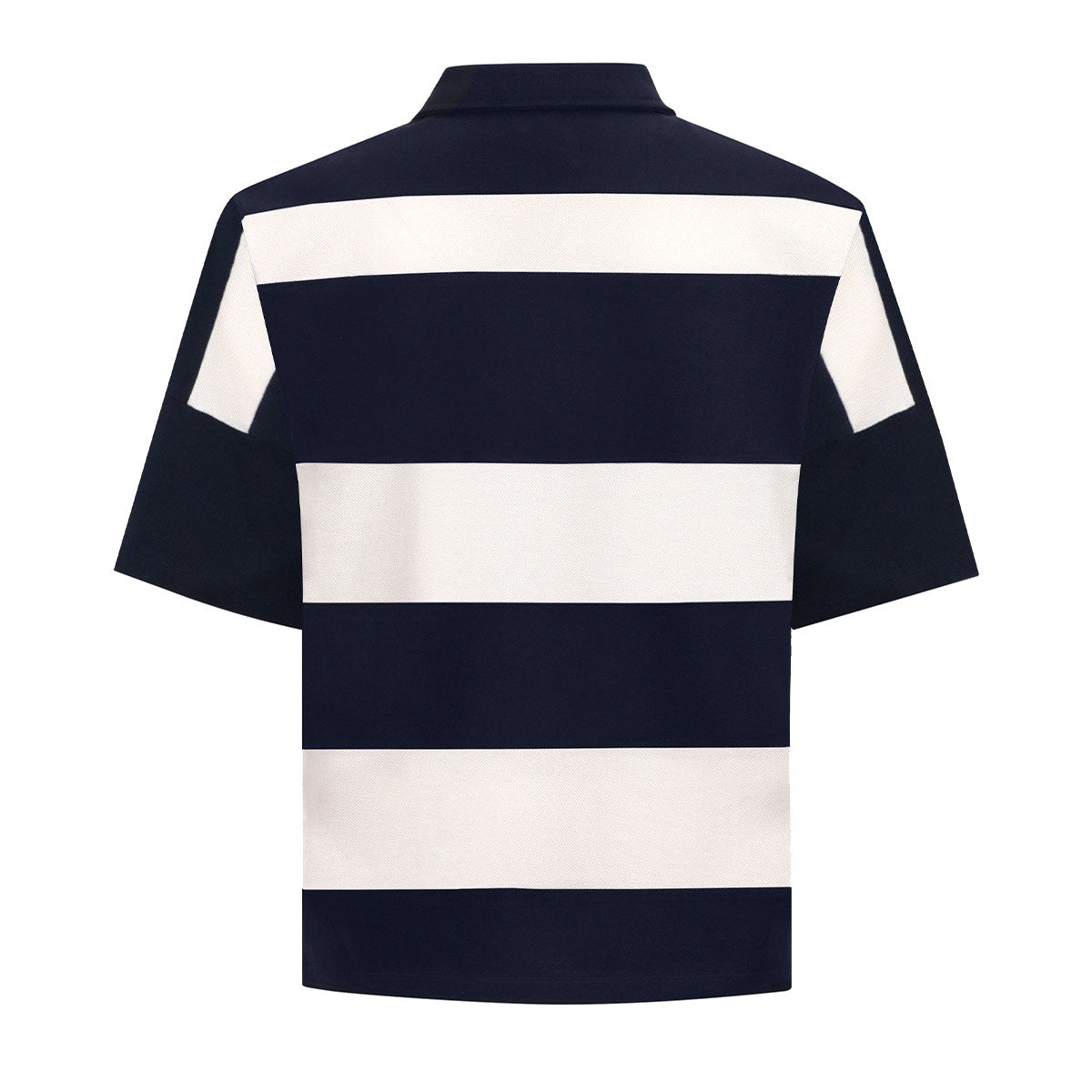 Alpha Cross Woven Striped Polo In Navy And White
