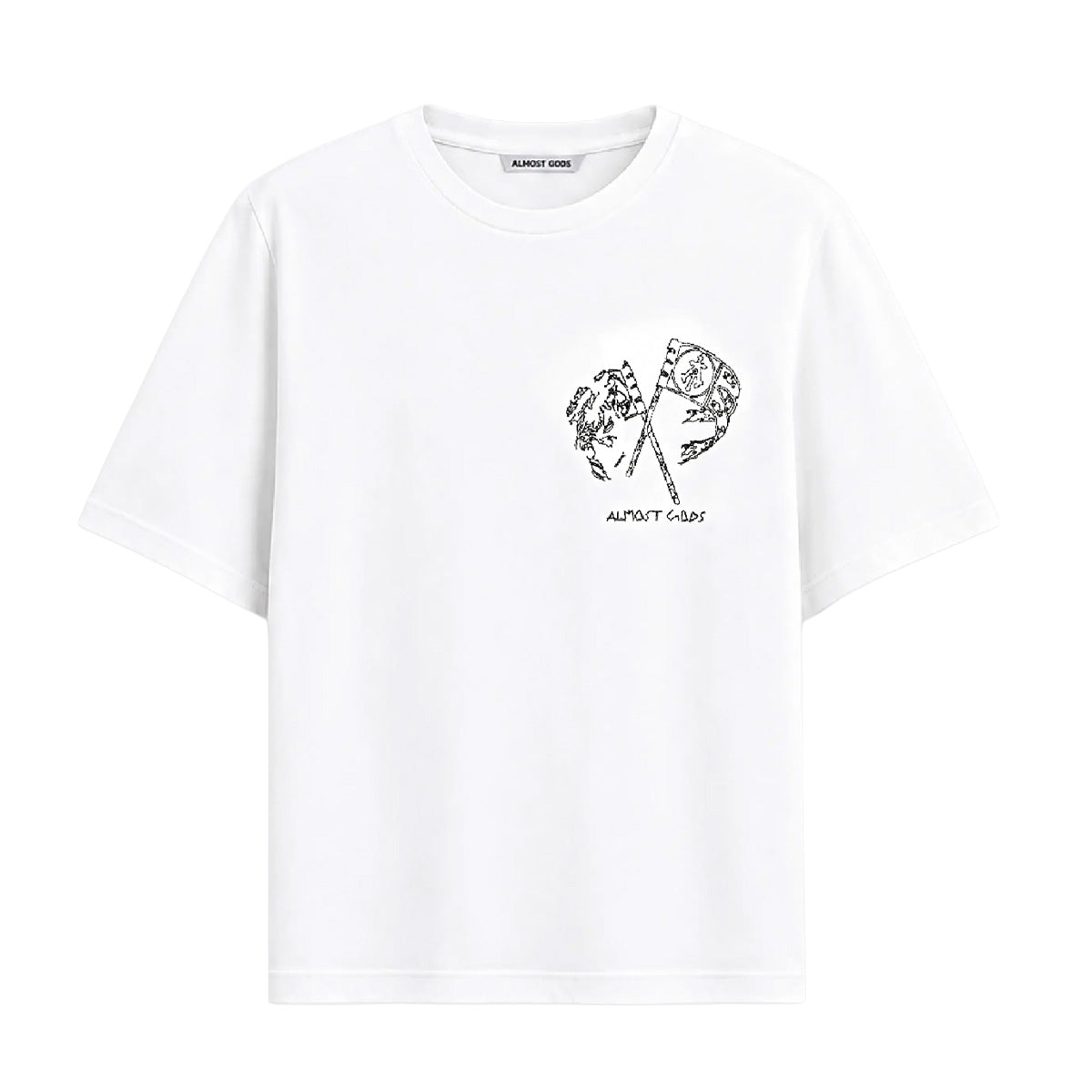 Embroidered Flag Relaxed Tee in White