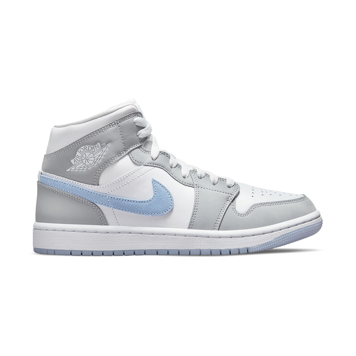 Wmns Air Jordan 1 Mid 'WHITE/ALUMINUM/WOLF GREY'