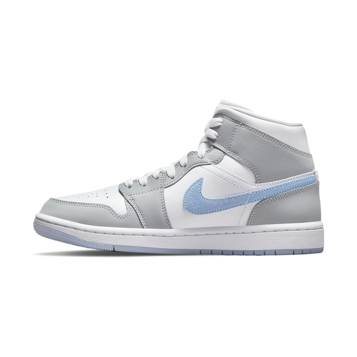 Wmns Air Jordan 1 Mid 'WHITE/ALUMINUM/WOLF GREY'