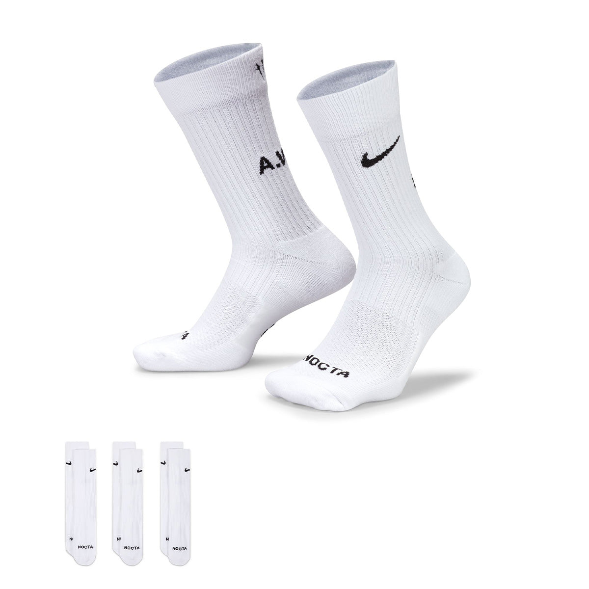 '+Nocta Crew Socks 3 Pack 'WHITE/BLACK'