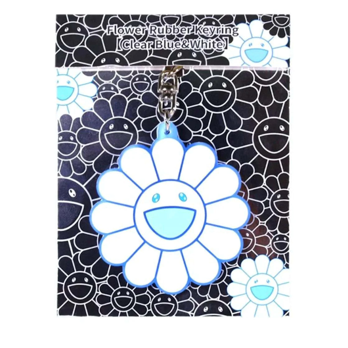 Flower Rubber Keyring 'Clear Blue White'