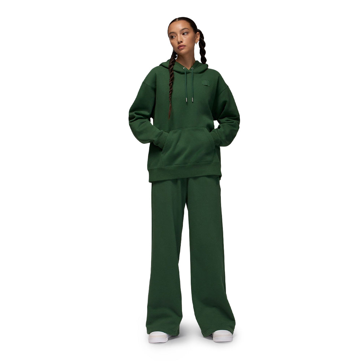 Jordan Flight Fleece Wmns Satin-Lined Pullover Hoodie 'FIR/MIDNIGHT GREEN'