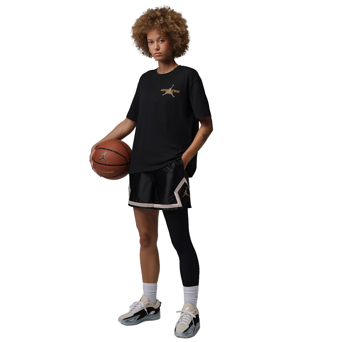 Jordan Sport Women's Dri-FIT 4" Diamond Shorts 'Black/Metallic Gold'