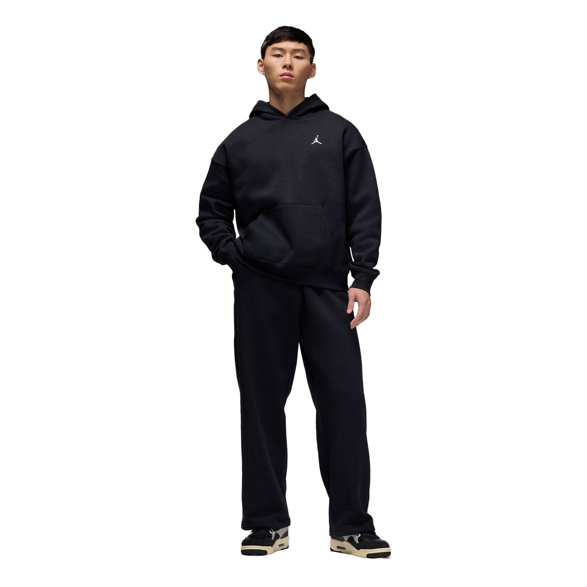 Brooklyn Fleece Men's Oversized Open-Hem Trousers 'Black/Sail'