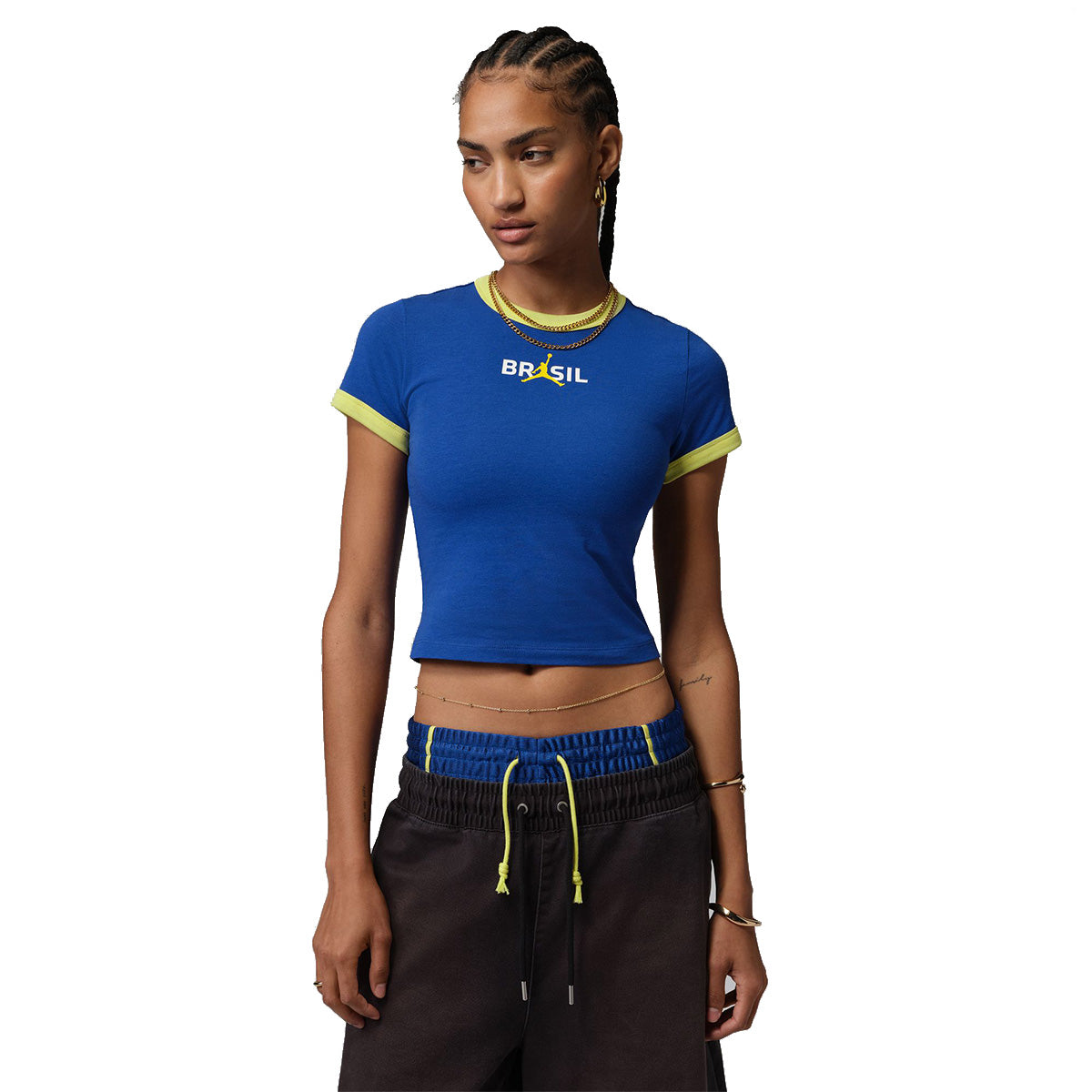 Wmns Brasil P6 Graphic Crewneck Short Sleeve T-Shirt 'OLD ROYAL/YELLOW PULSE'