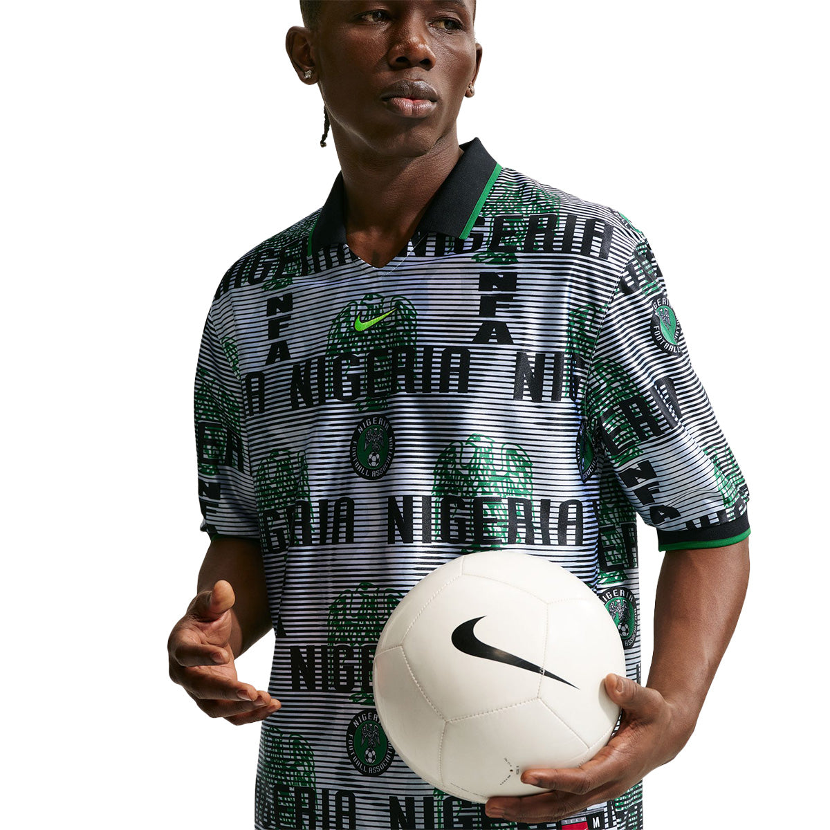 Nigeria Energy Dri-FIT Short-Sleeve Soccer Top 'WHITE/BLACK/PINE GREEN/ELECTRIC GREEN'