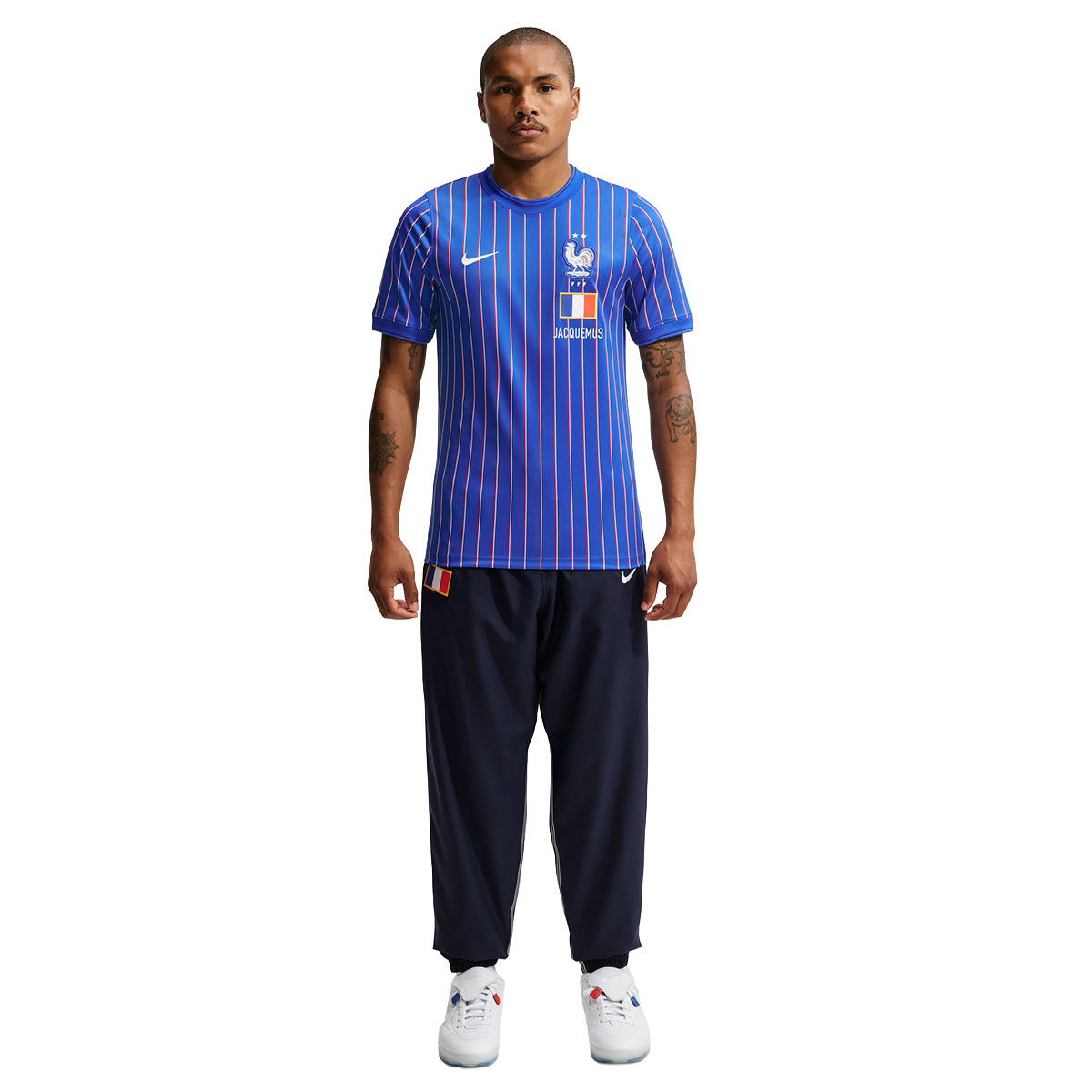 France + Jacquemus Men's Academy Pro Short-Sleeve Soccer Top 'GAME ROYAL/UNIVERSITY RED/WHITE'