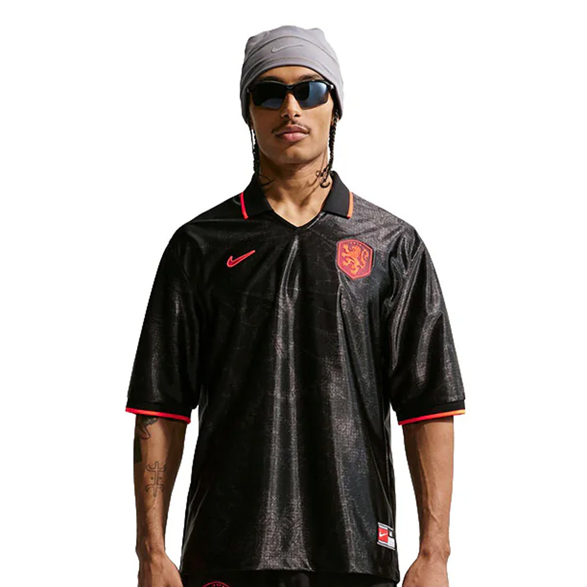 Netherlands Energy Dri-FIT Short-Sleeve Soccer Top 'BLACK/HYPER CRIMSON/HYPER CRIMSON'
