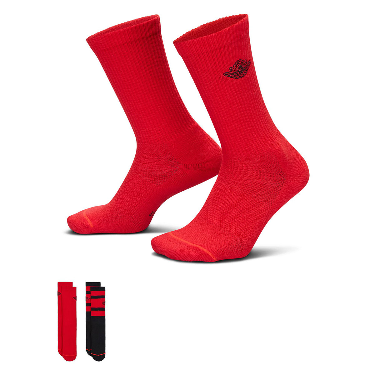 Everyday Elevated Crew Socks 2-Pair 'BLACK/UNIVERSITY RED/BLACK'