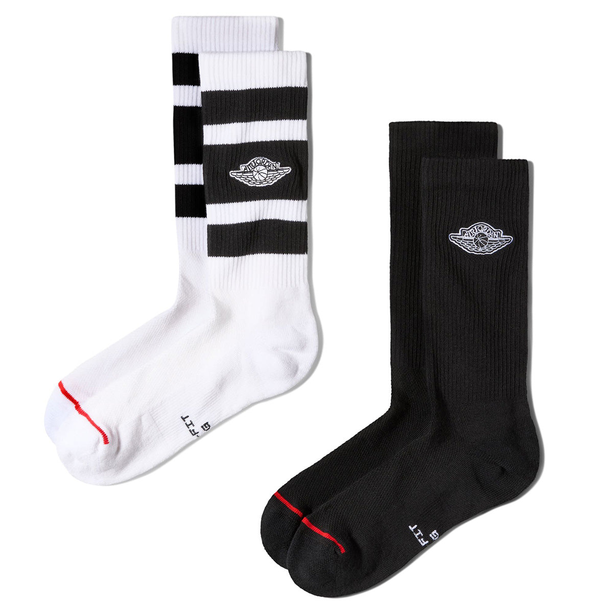 Everyday Elevated Crew Socks - 2 Pairs 'WHITE/BLACK/WHITE'