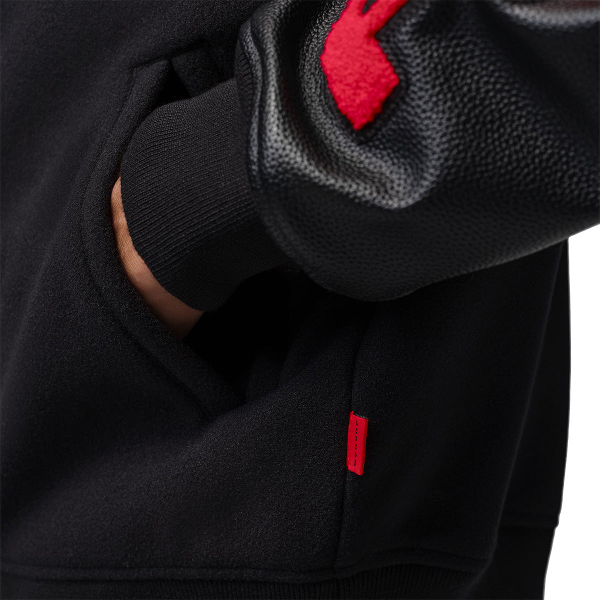 Jordan Flight Mens Varsity Jacket 'BLACK/BLACK/UNIVERSITY RED'
