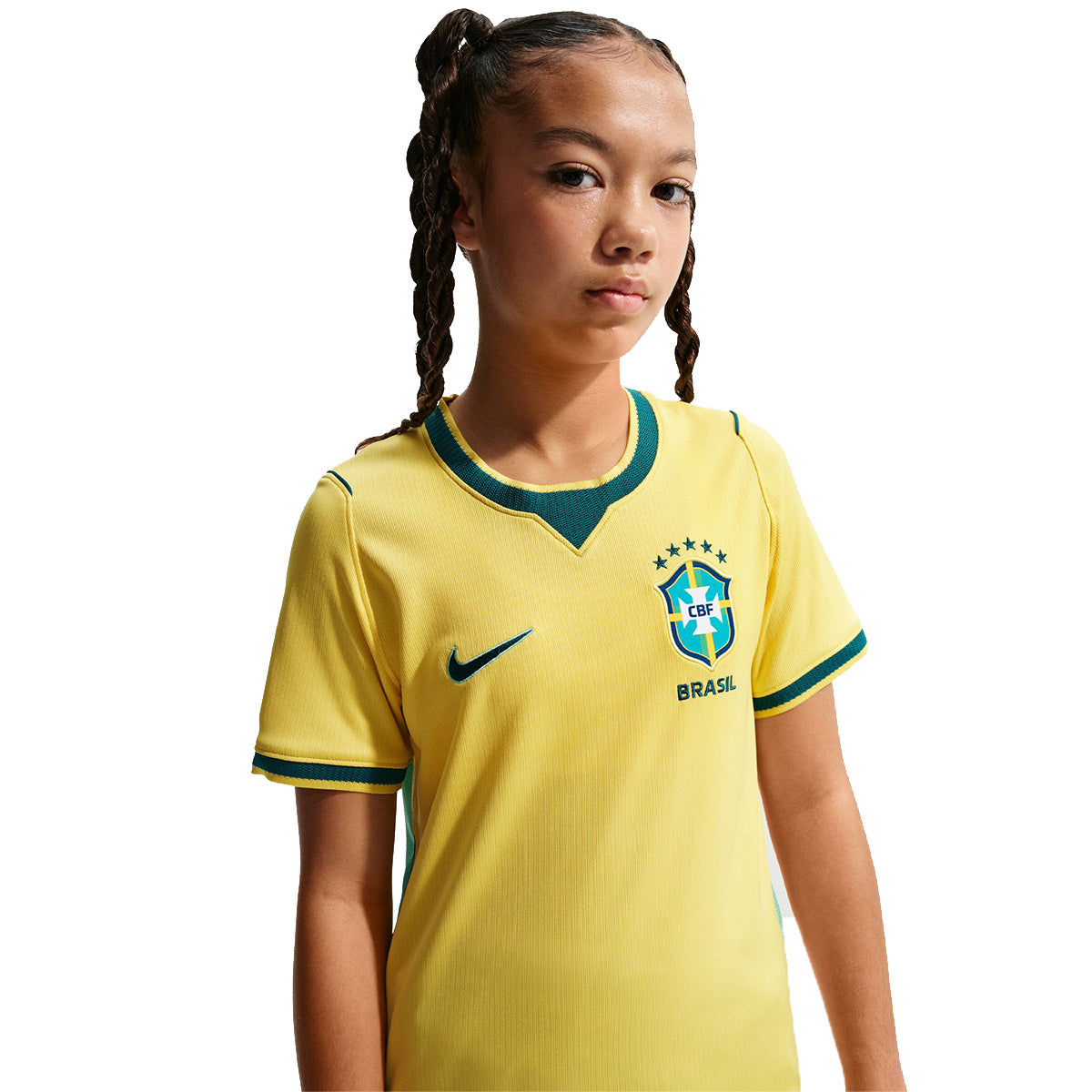 Big Kids' Brasil Dri-FIT Soccer Jersey 'CANARY/LIGHT MENTA/GEODE TEAL'