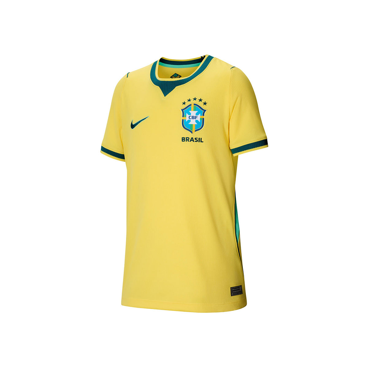 Big Kids' Brasil Dri-FIT Soccer Jersey 'CANARY/LIGHT MENTA/GEODE TEAL'