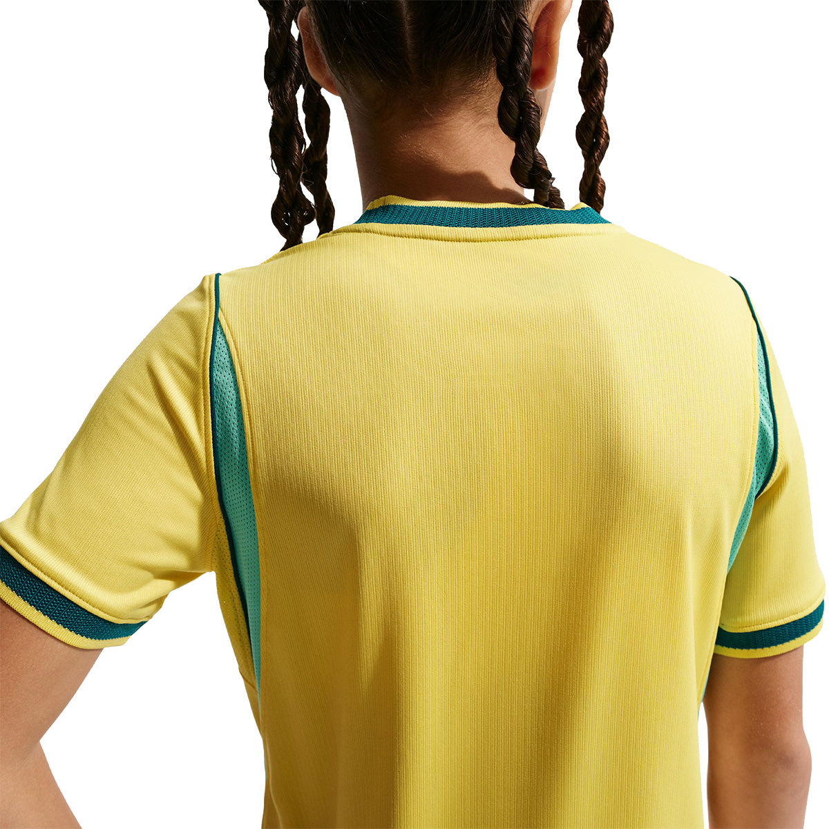 Big Kids' Brasil Dri-FIT Soccer Jersey 'CANARY/LIGHT MENTA/GEODE TEAL'
