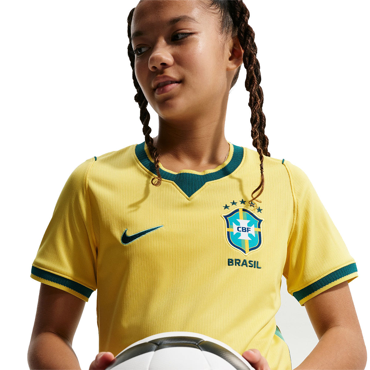 Big Kids' Brasil Dri-FIT Soccer Jersey 'CANARY/LIGHT MENTA/GEODE TEAL'