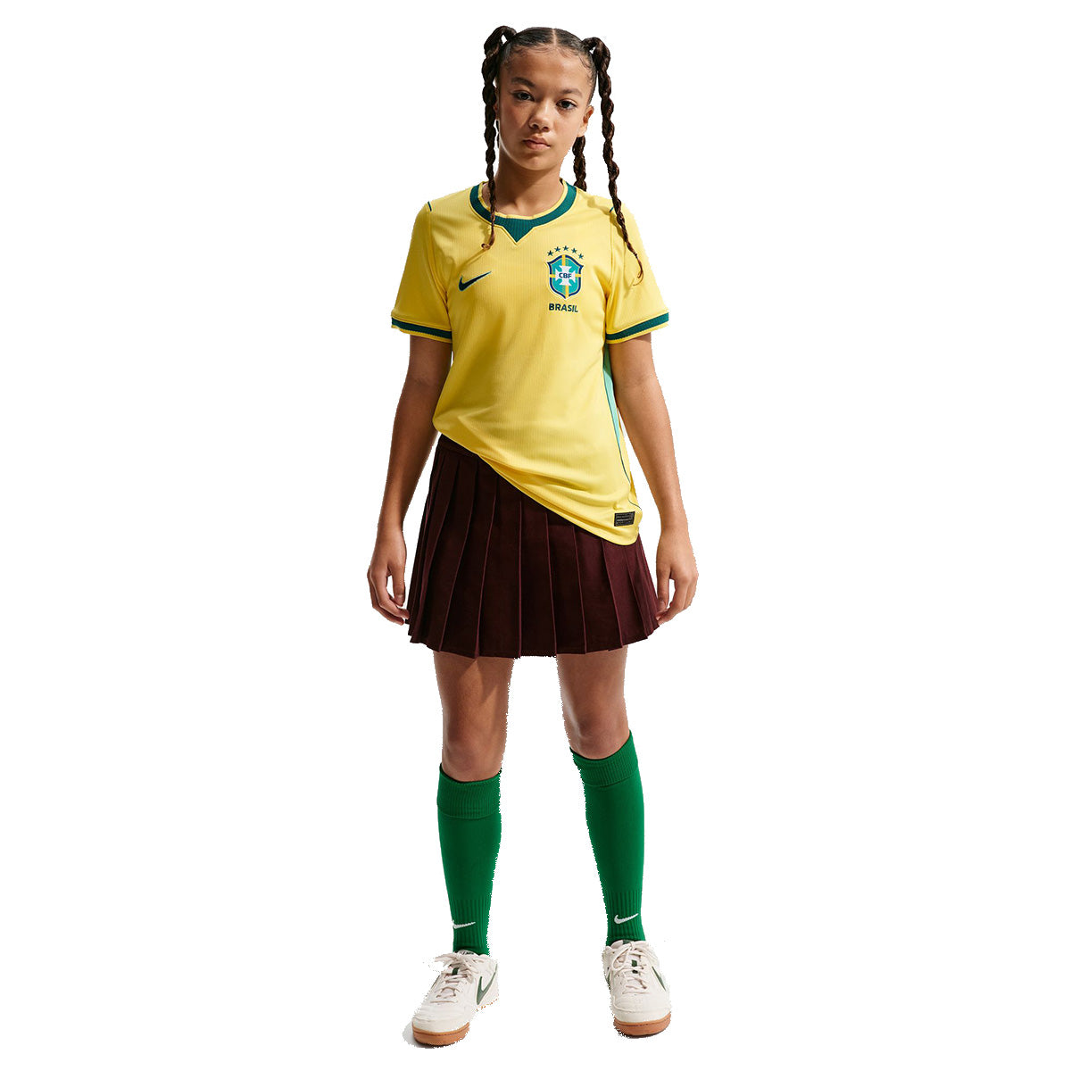 Big Kids' Brasil Dri-FIT Soccer Jersey 'CANARY/LIGHT MENTA/GEODE TEAL'