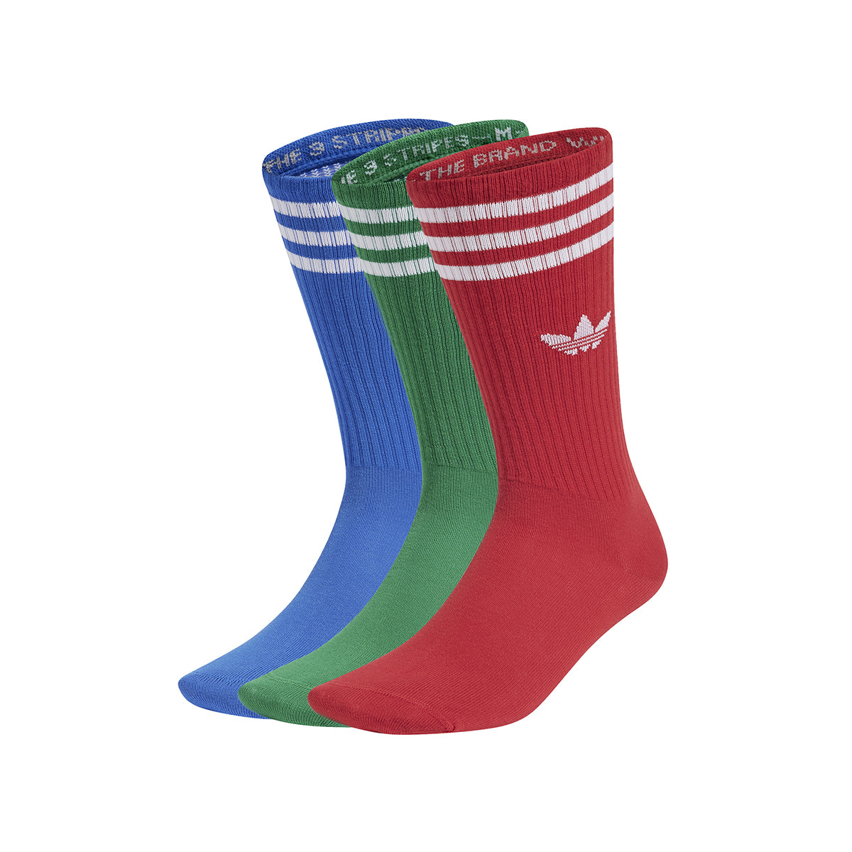 Solid Crew Socks 'Blue/Red/Green'