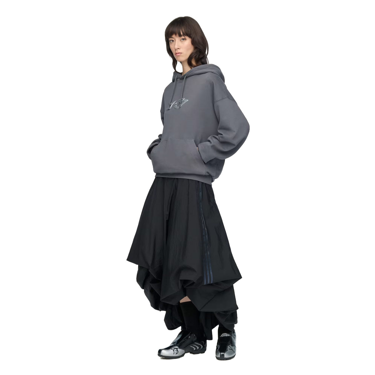 Y-3 FRENCH TERRY LIQUID LOGO HOODIE 'Grey Five'