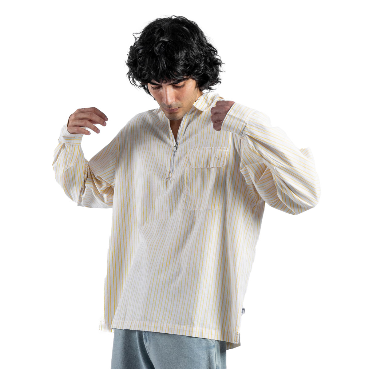 MMQ Men's Half-Zip Relaxed Fit Shirt 'Sunny Yellow'