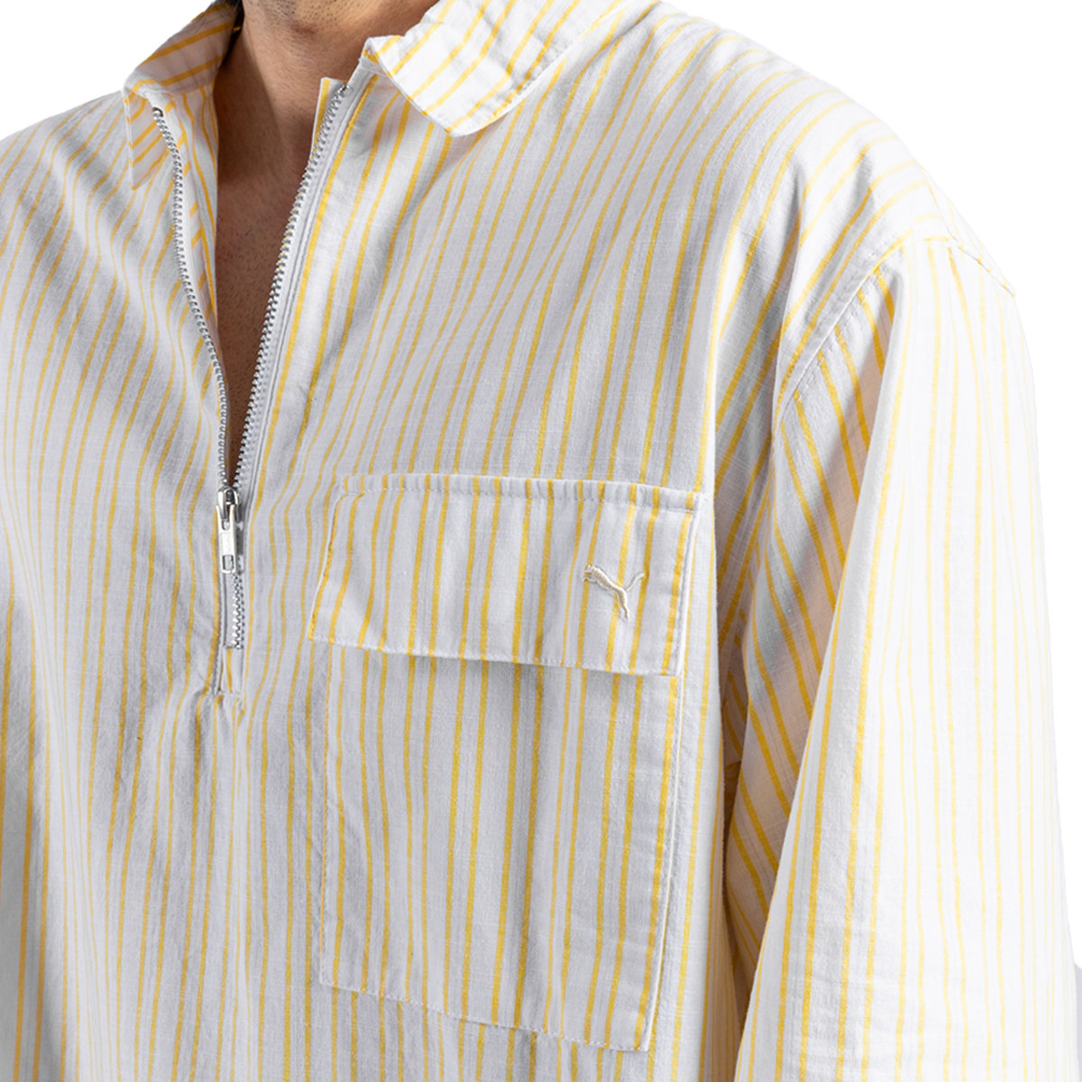 MMQ Men's Half-Zip Relaxed Fit Shirt 'Sunny Yellow'
