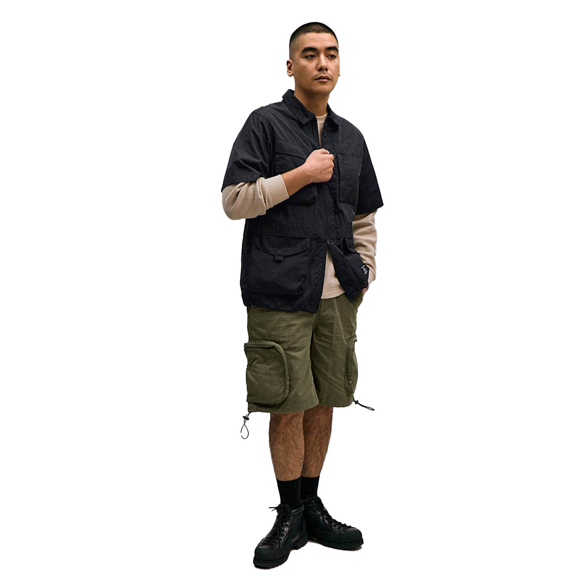 Short Sleeve Multi Pocket Zippere