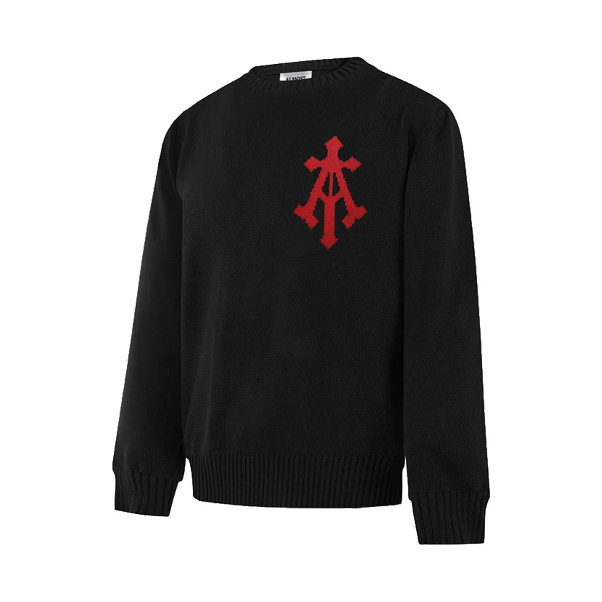 Alpha Cross Knit Sweater In Black