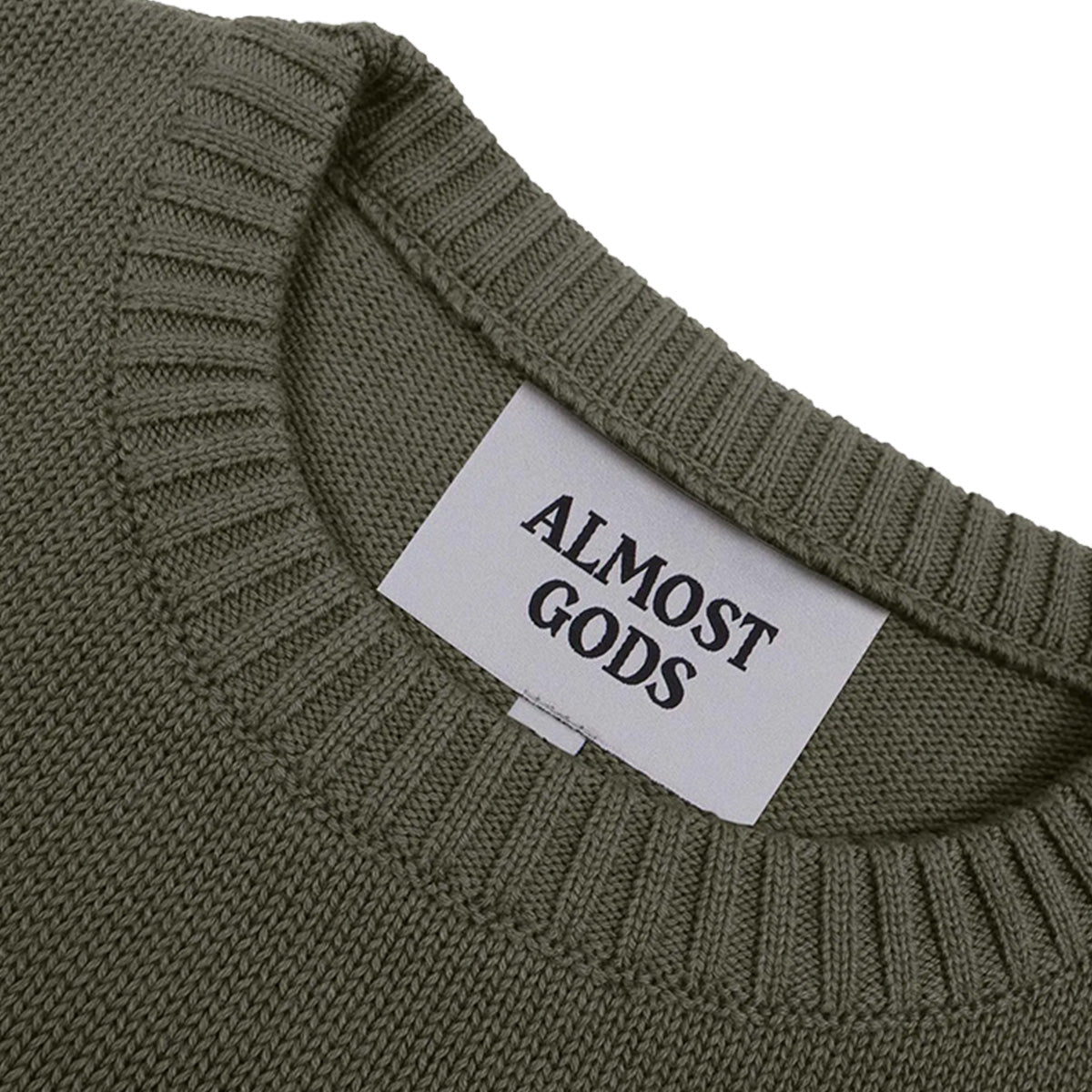 Alpha Cross Knit Sweater In Olive
