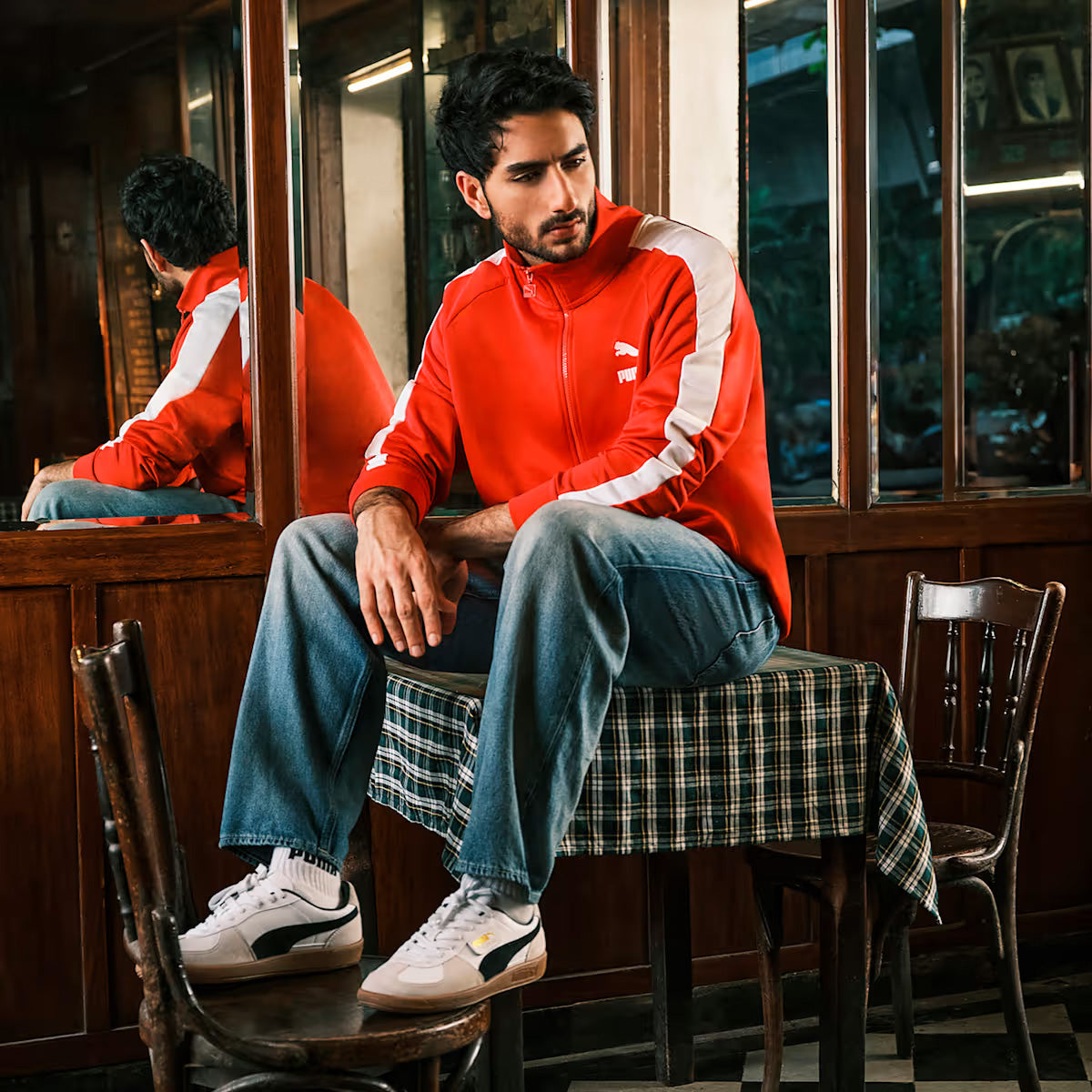 Palermo Lth Res 'White/Dark Indigo'