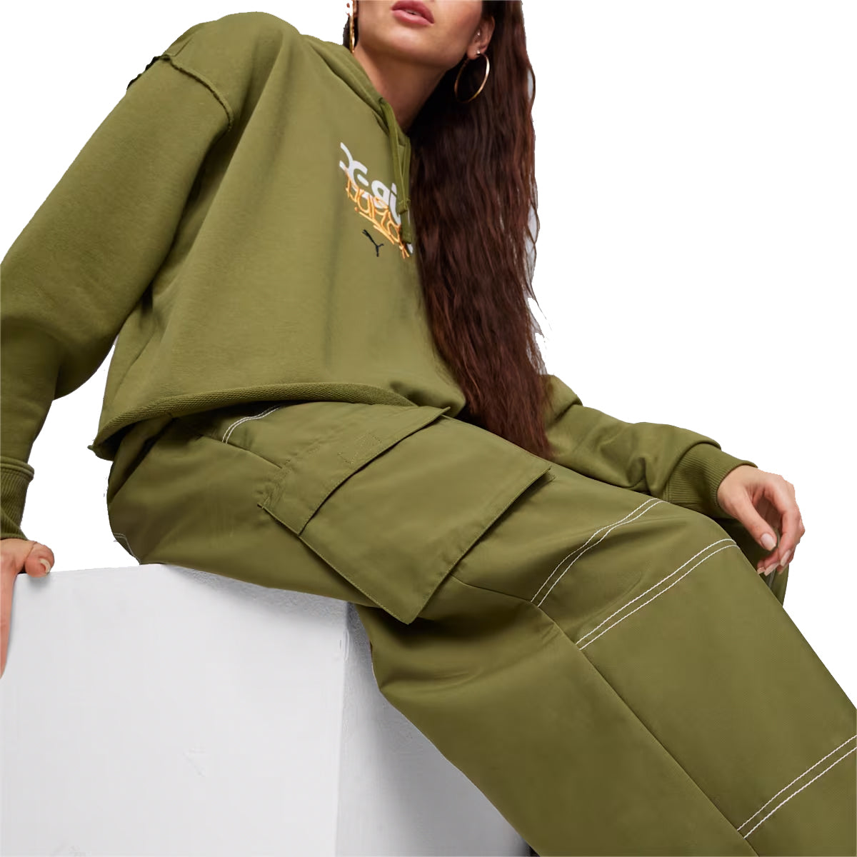 X - GIRL Cargo Pants 'Olive Green'