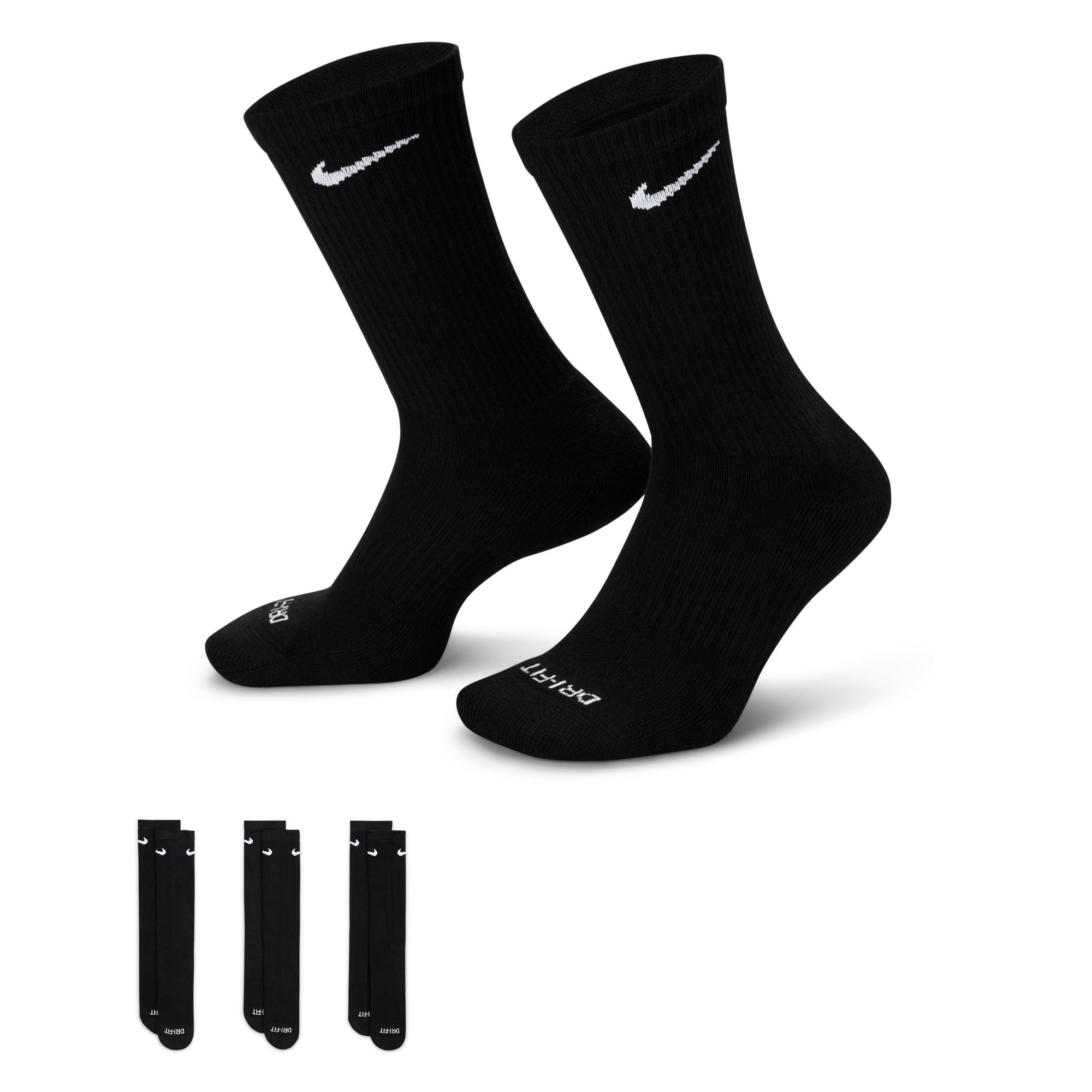 Everyday Dri Fit Crew Socks Black