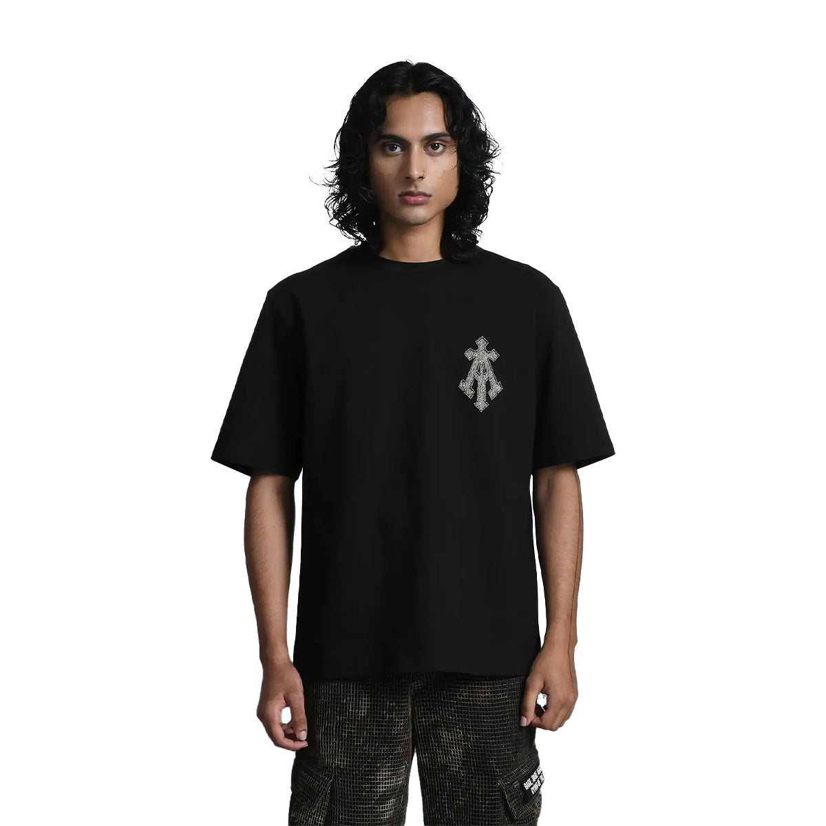 Alpha Cross Tee in Zari Embroidery