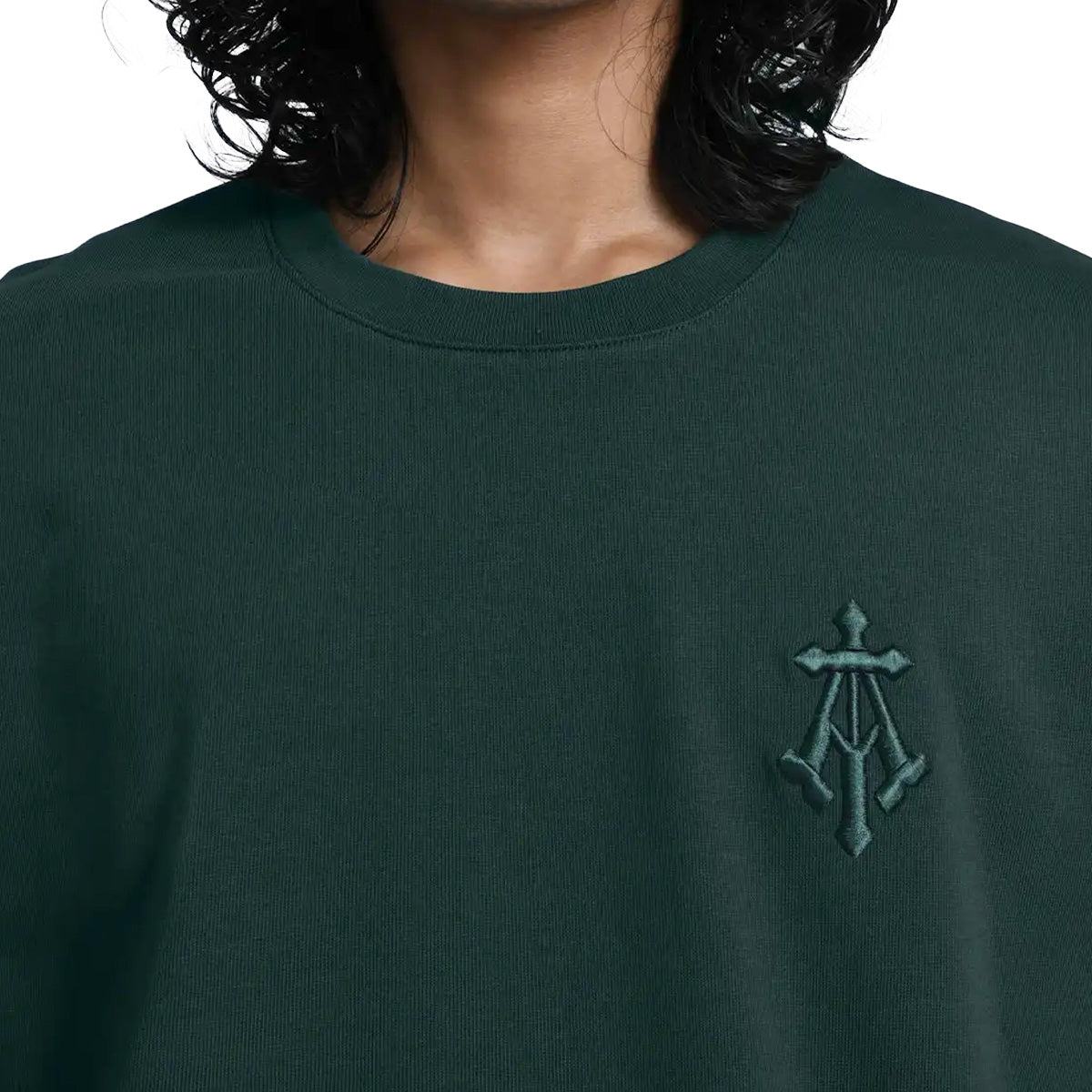 Alpha Cross Embroidered Tee In Green