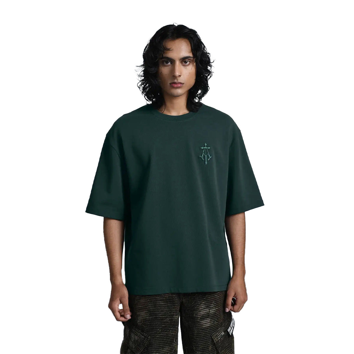 Alpha Cross Embroidered Tee In Green