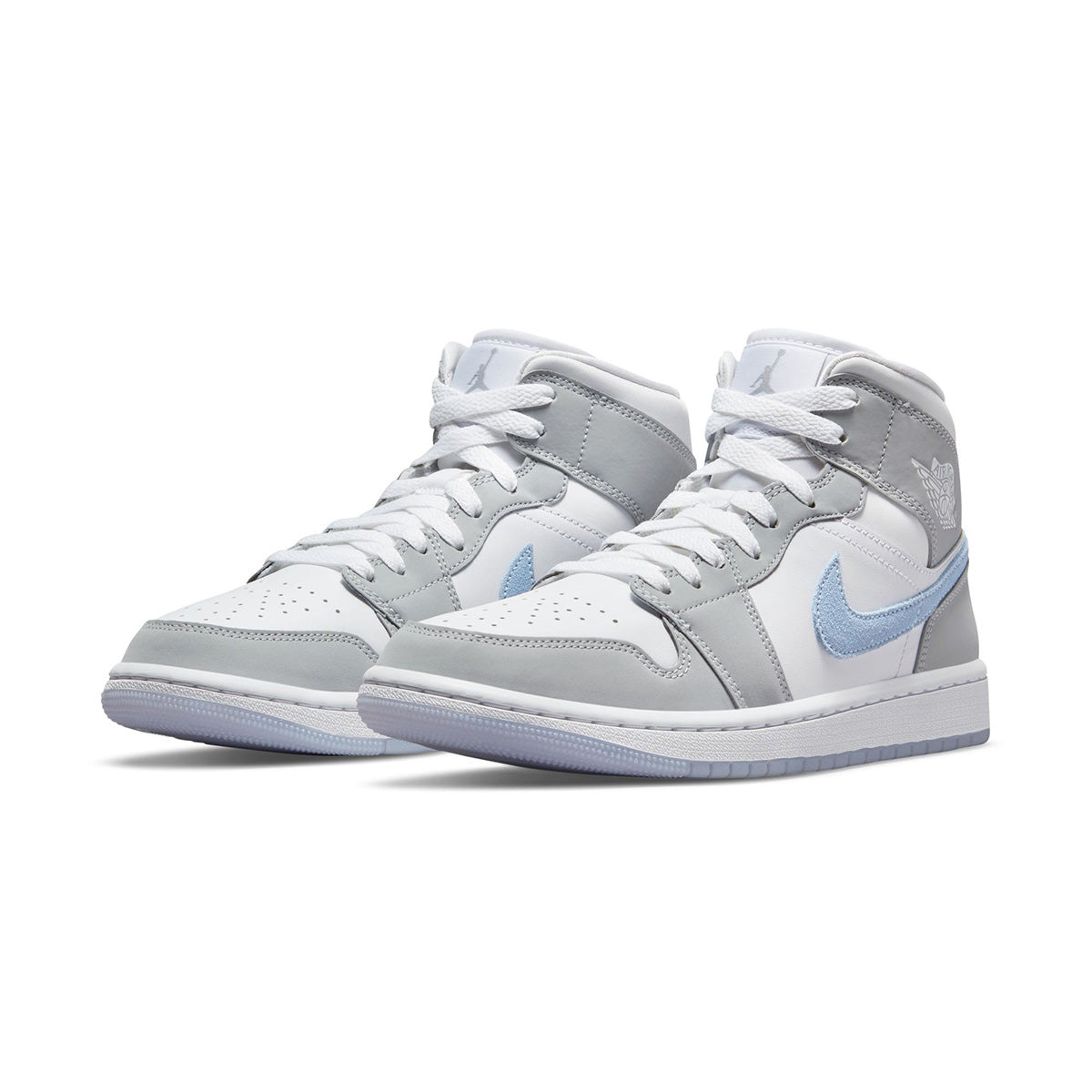 Wmns Air Jordan 1 Mid 'WHITE/ALUMINUM/WOLF GREY'