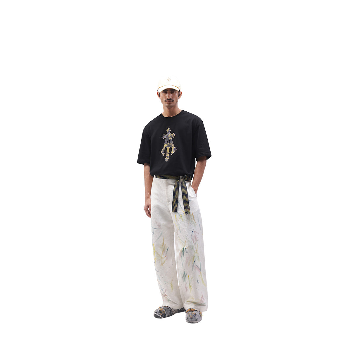 Echo Alpha Cross Boxy Tee in Black