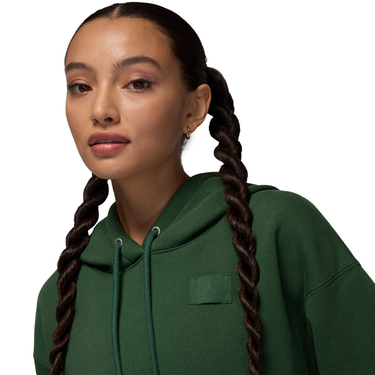 Jordan Flight Fleece Wmns Satin-Lined Pullover Hoodie 'FIR/MIDNIGHT GREEN'