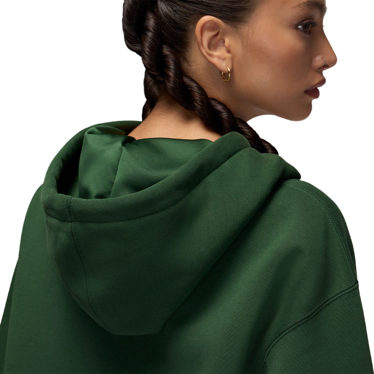 Jordan Flight Fleece Wmns Satin-Lined Pullover Hoodie 'FIR/MIDNIGHT GREEN'
