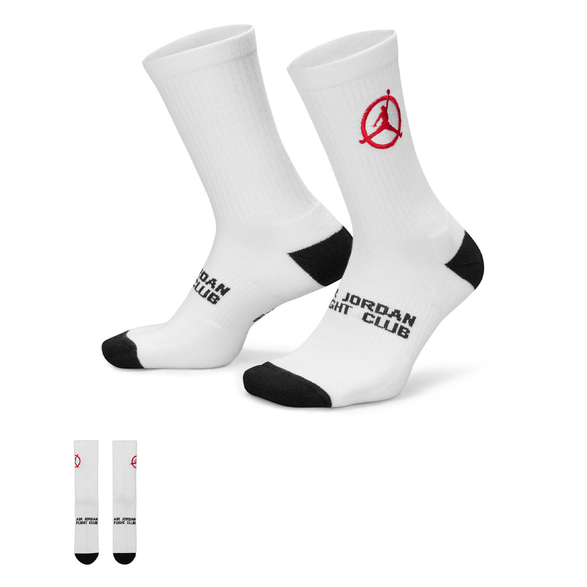 Jordan Flight Club Cushioned Crew Socks 'WHITE/BLACK/UNIVERSITY RED'