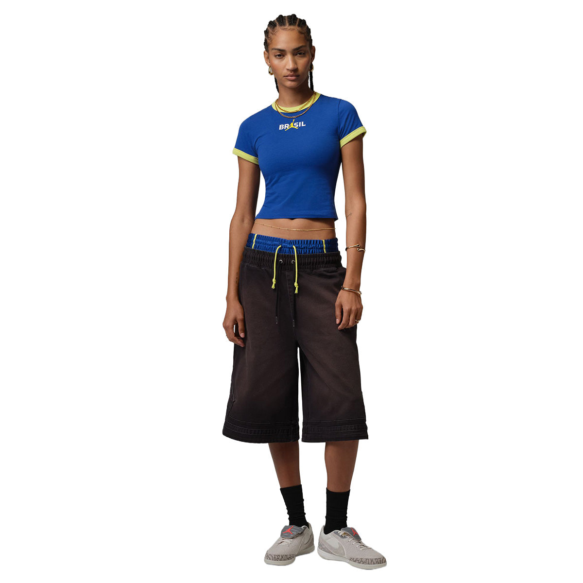 Wmns Brasil P6 Graphic Crewneck Short Sleeve T-Shirt 'OLD ROYAL/YELLOW PULSE'