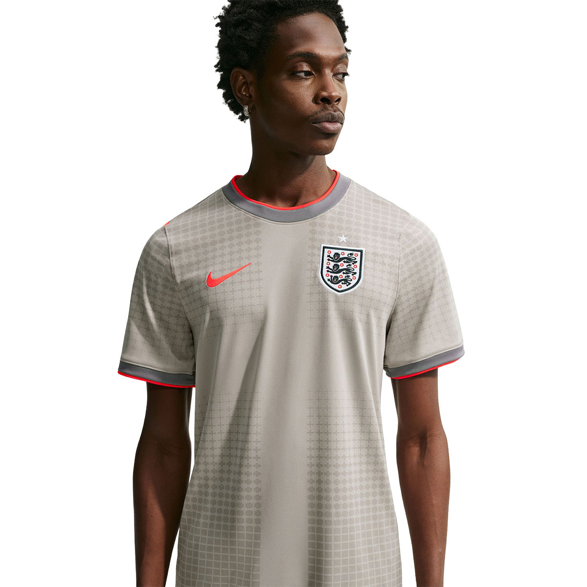 England + Palace Men's Academy Pro Short-Sleeve Soccer Top 'PEWTER GREY/BRIGHT CRIMSON'
