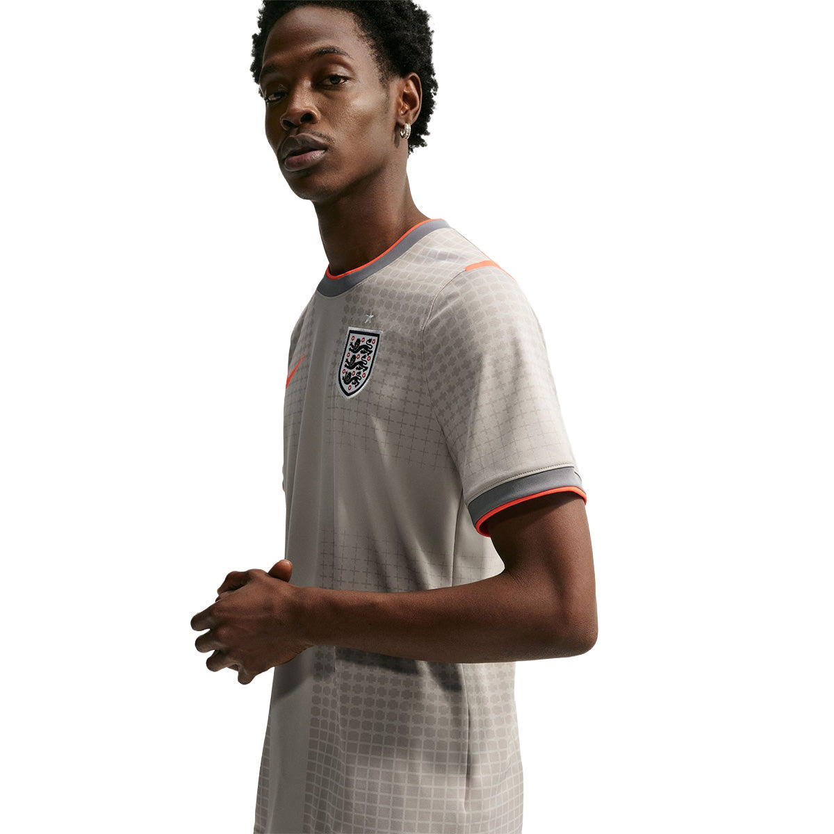 England + Palace Men's Academy Pro Short-Sleeve Soccer Top 'PEWTER GREY/BRIGHT CRIMSON'