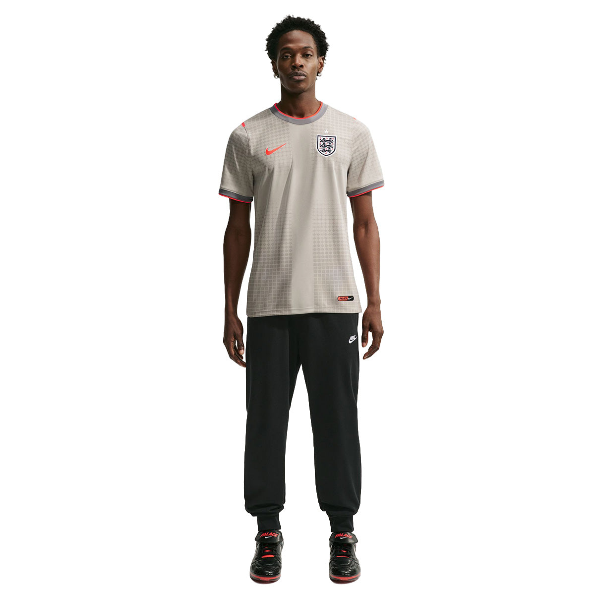 England + Palace Men's Academy Pro Short-Sleeve Soccer Top 'PEWTER GREY/BRIGHT CRIMSON'